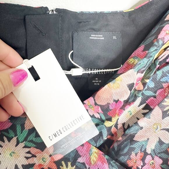 C/Meo Collective Womens Pencil Dress Floral V Neck Puff Ruched Multicolor XL - Picture 7 of 9